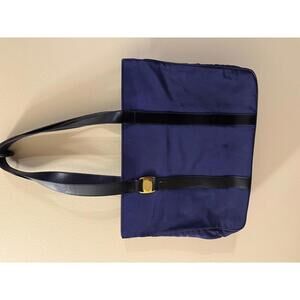 Salvatore Ferragamo Vintage Vara Nylon Tote Bag Navy and Black